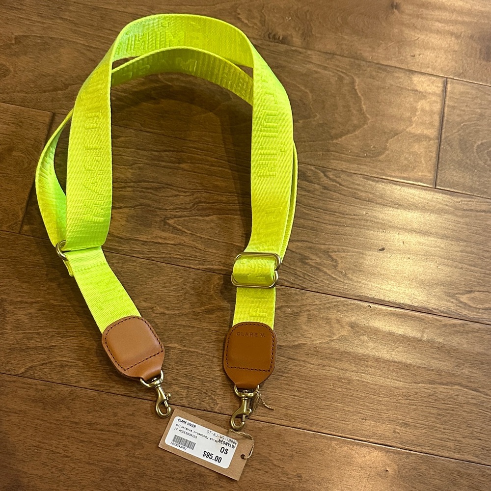 Clare V Neon Yellow Strap with Brown Leather